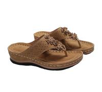 Generisch Chanclas de piel para mujer, sandalias ortopédicas para mujer, ligeras, ortopédicas, supersuaves, para el tiempo libre, transpirables, zapatos de verano, sandalias de dedo abierto, sandalias