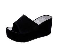 Generisch Chanclas de verano para mujer, sandalias de baño cómodas con tacón de cuña, sandalias informales para exteriores, sandalias modernas para vacaciones, sandalias de cuña transpirables, Negro