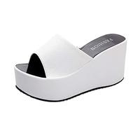Generisch Chanclas de verano para mujer, sandalias de baño cómodas con tacón de cuña, sandalias informales para exteriores, sandalias modernas para vacaciones, sandalias de cuña transpirables, Blanco