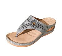 Generisch Chanclas ortopédicas para mujer, muy suaves, antideslizantes, con soporte para los pies, sandalias de verano para caminar, playa, piscina, sandalias de cuña, gris, 42 EU