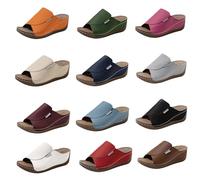 Generisch Chanclas para mujer con tacón, sandalias de verano de piel sintética para mujer, transpirables, zapatos de senderismo para mujer, zapatos de cuña, cómodas, sandalias de plataforma, Blanco