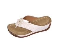 Generisch Chanclas para mujer, estilo bohemio, ajuste ancho, suelas suaves, antideslizantes, para playa, ligeras, para piscina, Estilo X02 Blanco, 36.5 EU