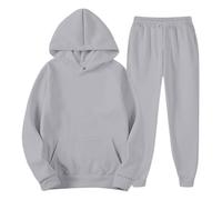 Generisch Chándal casual de invierno para hombre, cómodo paquete de capucha de forro polar con pantalones de chándal, deportivo, versátil, portátil, para el día a día, Gris claro., M