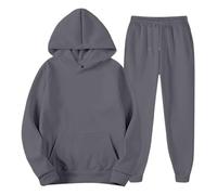 Generisch Chándal casual de invierno para hombre, cómodo paquete de capucha de forro polar con pantalones de chándal, deportivo, versátil, portátil, para el día a día, gris oscuro, 3XL