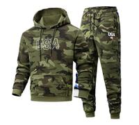Generisch Chándal de camuflaje largo para hombre, combate táctico, cómodo, traje deportivo de gran tamaño, traje de ocio de gran tamaño, traje de casa Y2K, sudadera y pantalones deportivos, traje