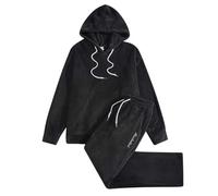 Generisch Chándal de franela para hombre, traje deportivo cálido y esponjoso, sudadera gruesa con capucha y pantalones de chándal, conjunto de ropa deportiva, ropa de moda Y2K Hip Hop Streetwear