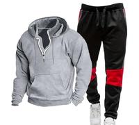Generisch Chándal para hombre con diseño de bloque de colores - Conjunto de sudadera con capucha y pantalones de chándal | Casual de dos piezas para deporte y ocio, Style_t05 Gris, 3XL