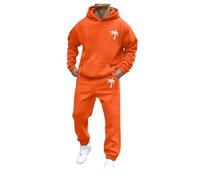 Generisch Chándal para hombre Conjunto de chándal para hombre con estampado de coco con capucha con bolsillo y cintura elástica, traje deportivo de color liso, ropa de calle de moda, traje para correr