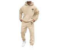 Generisch Chándal para hombre Conjunto de chándal para hombre con estampado de coco con capucha con bolsillo y cintura elástica, traje deportivo de color liso, ropa de calle de moda, traje para correr