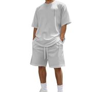 Generisch Chándal para hombre de algodón, traje corto de 2 piezas, pantalones cortos y camiseta y2k tracksuit ropa de calle cómodo transpirable de dos piezas hombres playa traje de verano traje de