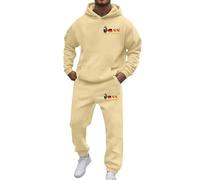 Generisch Chándal para hombre de un solo color con estampado de manga larga con capucha y cintura elástica, pantalones de deporte, chándal de invierno, cómodo, informal, ajustado, para el tiempo libre