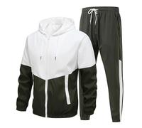 Generisch Chándal para hombre negro chaqueta de otoño y pantalones de chándal conjunto completo chándal de dos piezas traje deportivo holgado cómodo traje casual chaqueta de entretiempo corte regular