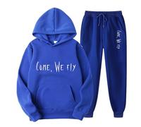 Generisch Chándal para mujer, chándal monocolor, manga larga, sudaderas y pantalones, otoño e invierno, juego de 2 piezas, traje deportivo con capucha, pantalones deportivos de 2 piezas, para mujer