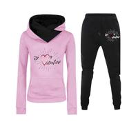 Generisch Chándal para mujer con estampado 'Be My Valentine' - Conjunto de dos piezas con capucha y pantalón | Chándal informal para ocio y deporte, Style_g10 Red, S
