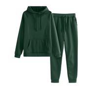 Generisch Chándal para mujer de algodón, 2 unidades, con capucha, juego de ropa de casa, traje deportivo, traje de ocio, manga larga, oversize monocolor, cálido, causal, con capucha, ropa deportiva