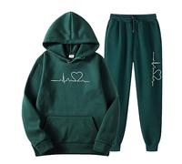 Generisch Chándal para mujer, traje de chándal de dos piezas para mujer, traje deportivo monocolor, algodón, sudadera con capucha, informal, gimnasio, sudadera con capucha, pantalones deportivos