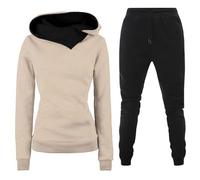 Generisch Chándal para mujer, traje de chándal de dos piezas para mujer, traje deportivo monocolor, algodón, sudadera con capucha, pantalones de chándal de dos piezas, informal, gimnasio, sudadera con