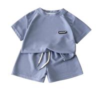 Generisch Chándal para niños Chándal para niños Deportes Niños Ropa Casual Ropa suelta Niños Manga Corta Bebé Verano Disfraz Conjunto Niño Ropa Deportiva Track Mono, azul, 5-6 años