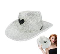 Generisch Chapeau Cowgirl Pailleté - Chapeau Western à Large Bord | Accesorios de Costume Disco | Cosplay Halloween, Fête d'Anniversaire, Vaquera para Femmes