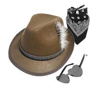 Generisch Chapeau Oktoberfest - Chasseur Faux Cuir | Ensemble 1 pieza avec Lunettes et Foulard | Chapeaus Non Tissé, Accessoires Costume Hommes | Parfait pour Fête Bavaroise, Déguisement, Carnaval