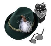 Generisch Chapeau Oktoberfest - Chasseur Faux Cuir | Ensemble 1 pieza avec Lunettes et Foulard | Chapeaus Non Tissé, Accessoires Costume Hommes | Parfait pour Fête Bavaroise, Déguisement, Carnaval
