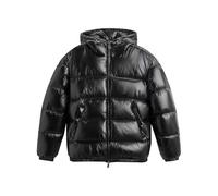 Generisch Chaqueta acolchada brillante para hombre con capucha - Cálida chaqueta puffer con aspecto de acabado mojado | Chaqueta de invierno gruesa con estilo streetwear urbano, M