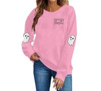 Generisch Chaqueta acolchada roja para mujer sin sudadera de Halloween para mujer, diseño gráfico de Halloween, cuello redondo, suéter casual de leopardo para mujer, Rosa., XXL