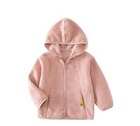 Generisch Chaqueta con capucha de forro polar de terciopelo para mujer, con cremallera completa, para niños y niños pequeños, Rosa claro., 7-8 años