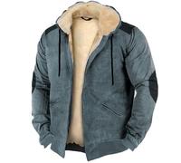 Generisch Chaqueta con capucha de forro polar para hombre, con cremallera, sudadera con capucha para hombre, chaqueta de invierno con bolsillos, chaqueta de algodón para otoño e invierno, chaqueta de