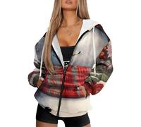 Generisch Chaqueta con capucha para mujer con diseño de geisha japonés, chaqueta colorida con impresión 3D con cremallera | Chaqueta artística de estilo anime, Style_v01 Blanco, 3XL