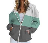 Generisch Chaqueta con capucha para mujer de gran tamaño con cremallera, de algodón, estilo deportivo, manga larga, chaqueta fina, chaqueta deportiva, sudadera con capucha tridimensional, talla grande