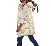 Generisch Chaqueta corta de invierno para mujer, color negro, con relleno de plumón sintético, adecuado para el invierno y chaleco calefactable con, champán, 3XL