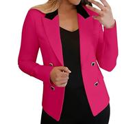 Generisch Chaqueta corta para mujer de verano, chaqueta corta elegante, entallada, chaqueta de traje, chaqueta de negocios, chaqueta de entretiempo, frente abierto, oficina, doble botonadura, chaqueta