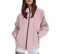 Generisch Chaqueta cortavientos casual suelta de color sólido para mujer, Rosa., 4XL