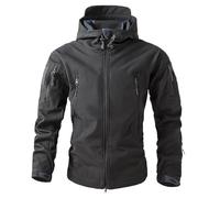 Generisch Chaqueta cortavientos para hombre, resistente al viento, con capucha, camuflaje, monocolor, ropa de camuflaje, chaqueta de ejército, chaqueta cargo, impermeable, táctica, chaqueta de caza