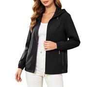 Generisch Chaqueta cortavientos para mujer con capucha, ligera, transpirable, protección solar, chaqueta de un solo color, resistente al viento, chaqueta de entretiempo con bolsillos, chaqueta