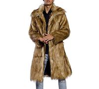 Generisch Chaqueta de abrigo para hombre Cálido abrigo de piel sintética abrigo de moda Outwear Chaqueta de invierno Abrigos gruesos Elegante ropa de hombre, marrón, 3XL