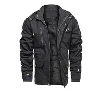 Generisch Chaqueta de algodón acolchado para hombre y invierno en Europa y los Estados Unidos en Young People's Workwear Jacket Hombre Abrigo a cuadros Hombre, Negro , L