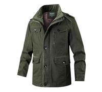 Generisch Chaqueta de aviador militar para hombre, cuello alto, chaqueta de trabajo, con muchos bolsillos, chaqueta de negocios, cárdigan lavado, chaqueta de entretiempo, chaqueta bomber, resistente