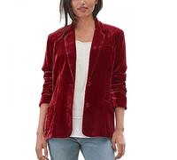 Generisch Chaqueta de blazer de terciopelo dorado para mujer, chaqueta de invierno cálida para mujer, chaqueta de transición casual monocolor, chaqueta de blazer abierta en la parte delantera