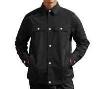 Generisch Chaqueta de camisa para hombre, monocolor, corte regular, chaqueta de trabajo con botones, cuello alto, ultraligera, chaqueta para todo tipo de climas, cómoda y práctica, chaqueta básica de