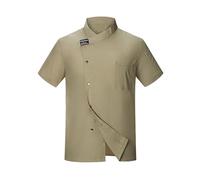 Generisch Chaqueta de cocinero para hombre, abrigo de cocina, manga corta, camisa de chef liso, tops de verano, chaqueta de panadería, uniforme, restaurante, cocina, ropa de trabajo, ropa de trabajo