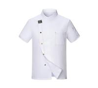 Generisch Chaqueta de cocinero para hombre, abrigo de cocinero, manga corta, camisa de chef lisa, camiseta de verano, chaqueta ligera de panadería, uniforme, restaurante, cocina, ropa de trabajo, tops