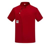 Generisch Chaqueta de cocinero para hombre, manga corta, corte regular, cuello alto, camisa de manga corta, ropa de cocina de verano, unisex, restaurante, chef uniforme, camisa corta, traje de cocina