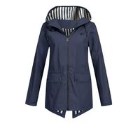 Generisch Chaqueta de entretiempo larga para mujer, impermeable, cortavientos, chubasquero con capucha, cremalleras, chaqueta de ciclismo, talla grande, poncho de lluvia monocolor, chaqueta funcional