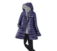 Generisch Chaqueta de equitación de color liso de longitud media para mujer, con cordón, corte estrecho, ropa exterior, abrigo de piel sintética para mujer, marine, XL