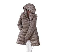 Generisch Chaqueta de equitación de color liso de longitud media para mujer, con cordón, corte estrecho, ropa exterior, abrigo de piel sintética para mujer, caqui, XL