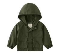 Generisch Chaqueta de exterior para niños y niñas, con cortavientos, cálida, cortavientos, montañismo, camping, verde, 4-5 años