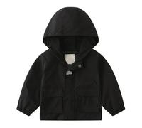 Generisch Chaqueta de exterior para niños y niñas, con cortavientos, cálida, cortavientos, montañismo, camping, Negro , 12-18 meses