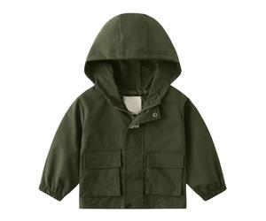 Generisch Chaqueta de exterior para niños y niñas, con cortavientos, cálida, cortavientos, montañismo, camping, verde, 4-5 años